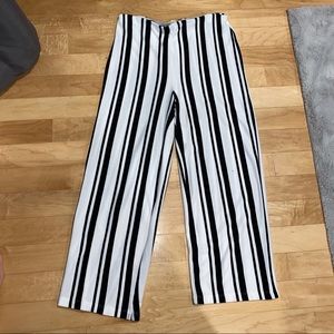 black and white stripped pants